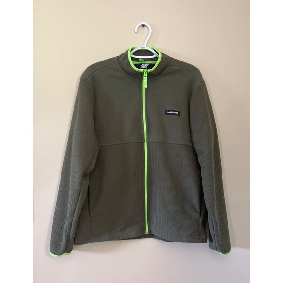 Lands' End Mens Medium Forest Green Full Zip Jacket Coat Outerwear Logo Pockets - Picture 1 of 6
